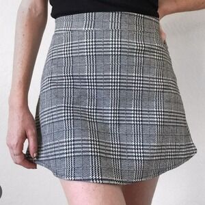 Brandy Melville Mini Skirt Womens XS Grey Plaid Dark Academia Preppy Retro Y2K